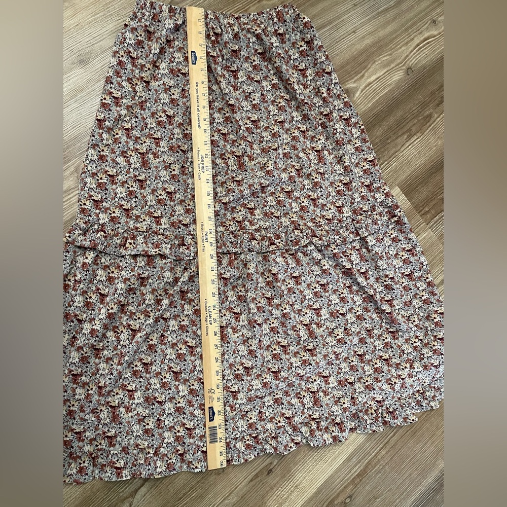 GiGio Maxi Ruffle Floral Skirt with Pockets Elastic Waist Size Medium - Picture 8 of 9